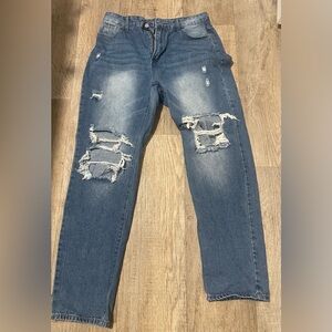 Distressed Blue Jeans